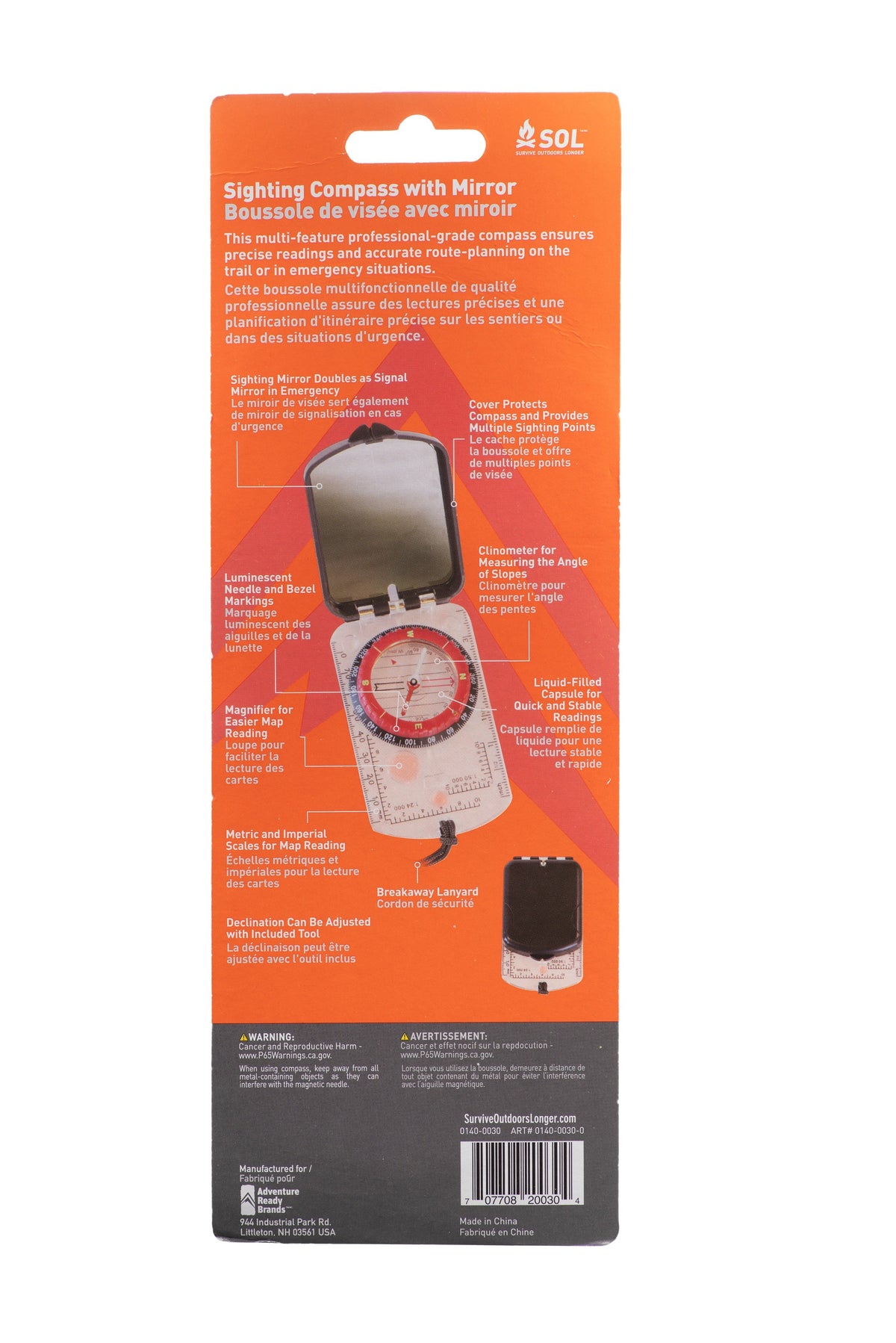 Survive Outdoors Longer Sighting Compass with Mirror