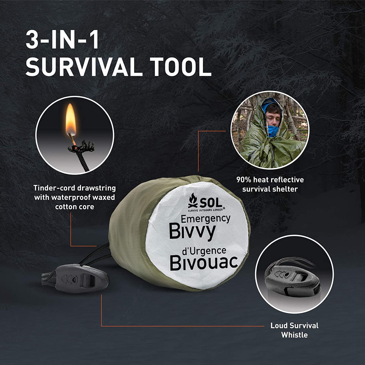 Survive Outdoors Longer Emergency Bivvy with Rescue Whistle