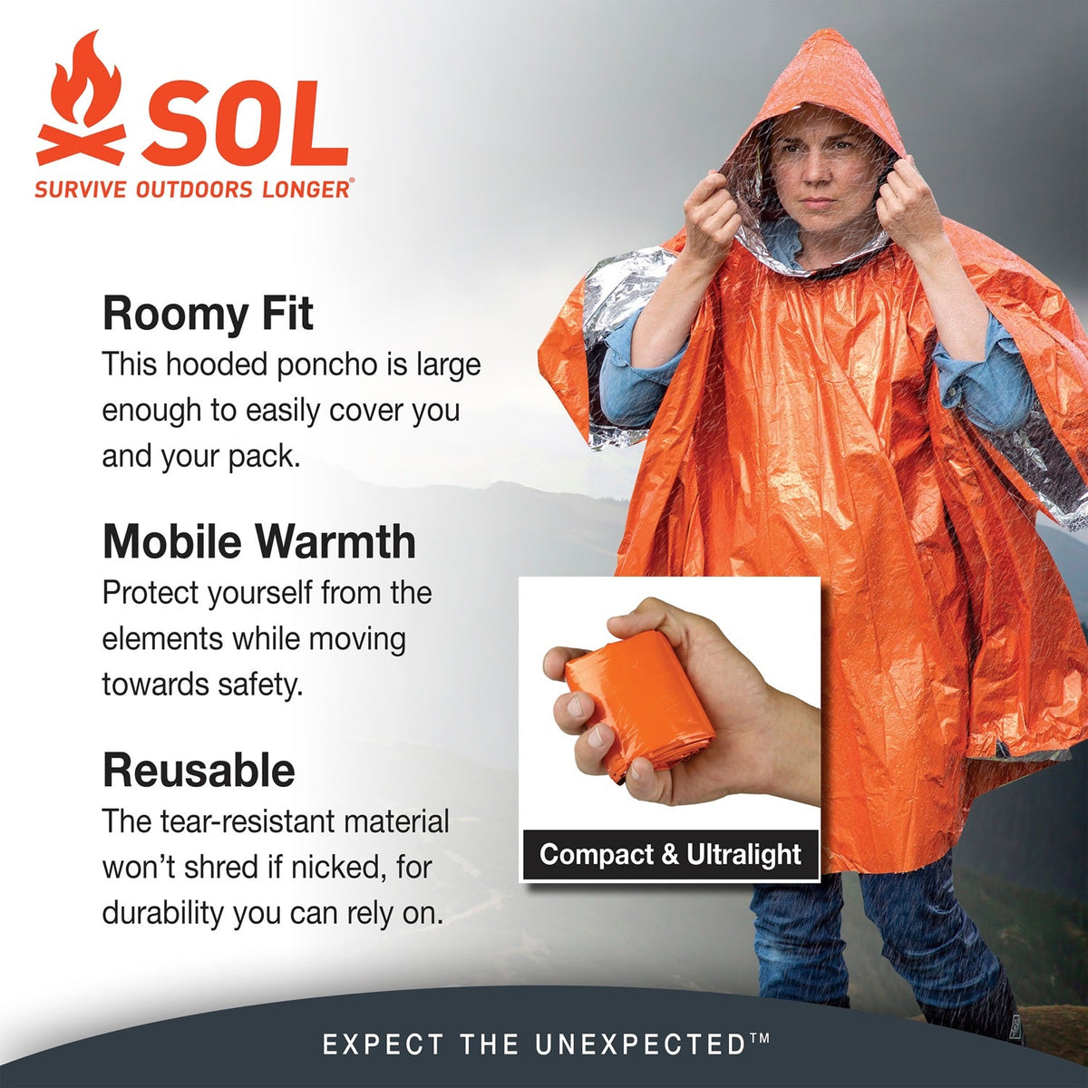 Survive Outdoors Longer Heat Reflective Poncho