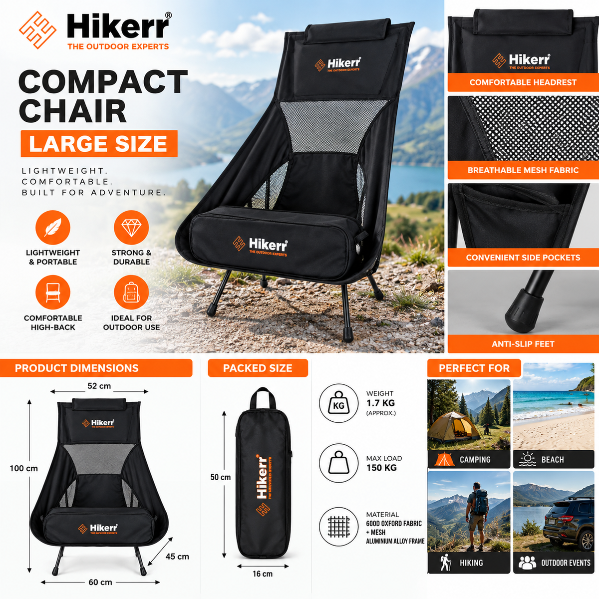Hikerr Compact Chair Large - Shop Camp Chairs at Trekaline