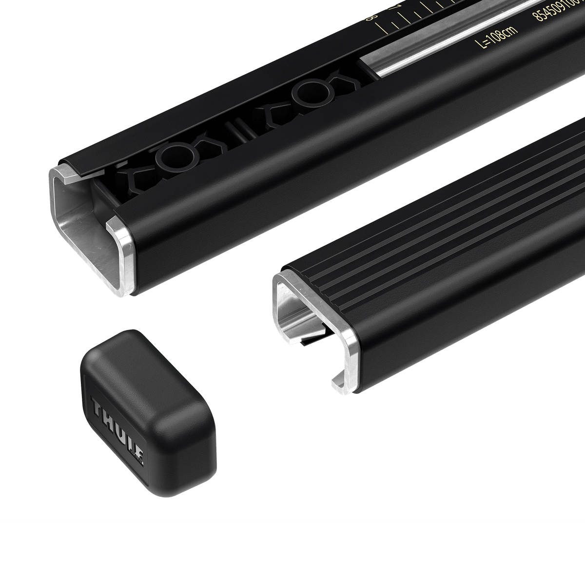 Thule SquareBar Evo classic black roof rack system with durable corrosion resistant steel for versatile cargo carriers.