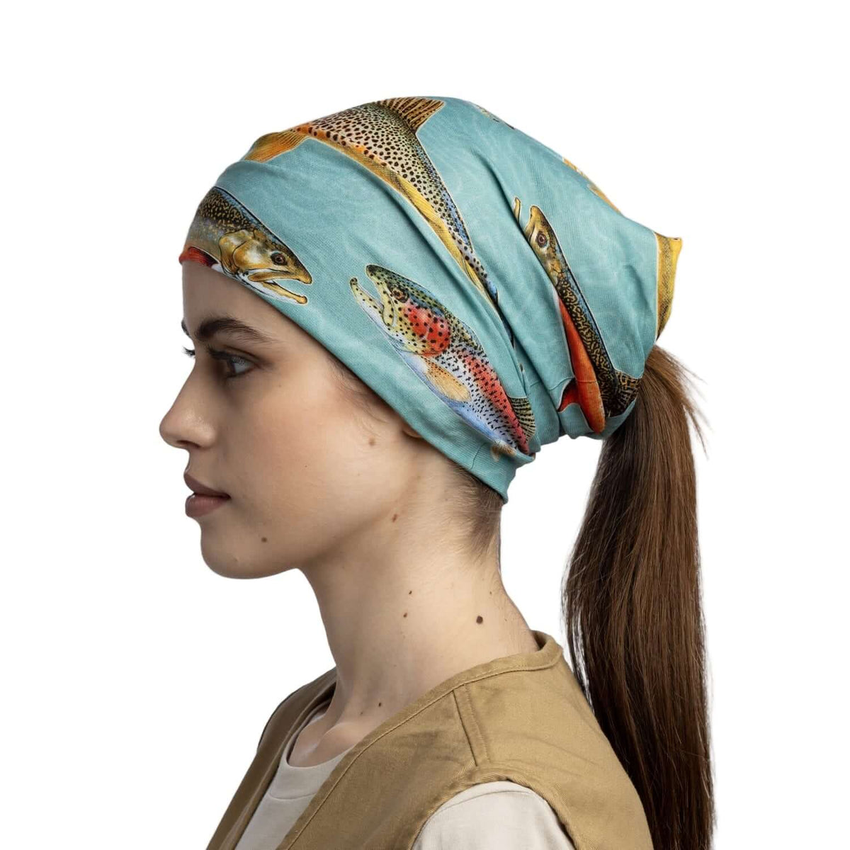 Buff CoolNet UV Neckwear Amadeo Bachar - Abachar Trout Multi - Shop Neck Gaiters at Trekaline