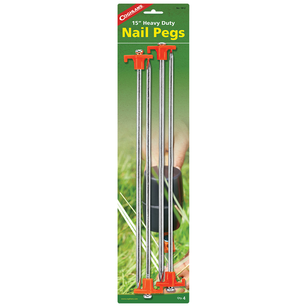 Coghlan's 15-Inch Heavy Duty Nail Pegs 4-PackĀ - ShopĀ Tent StakesĀ atĀ Trekaline