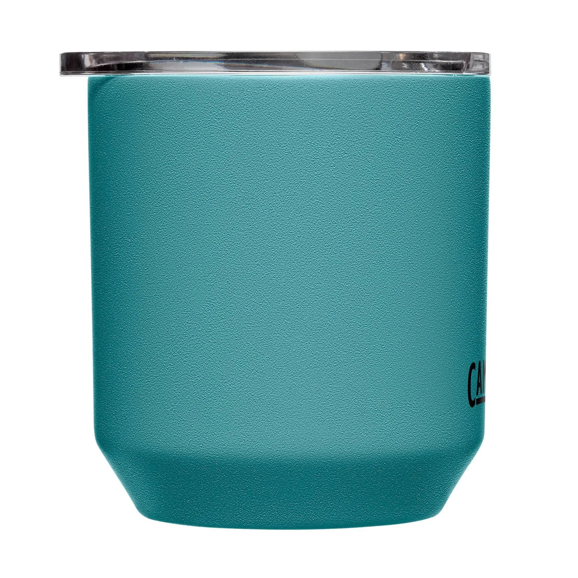 Camelbak Horizon Rocks Tumbler, 10oz insulated cup perfect for outdoor adventures, in a stylish teal color with clear lid.