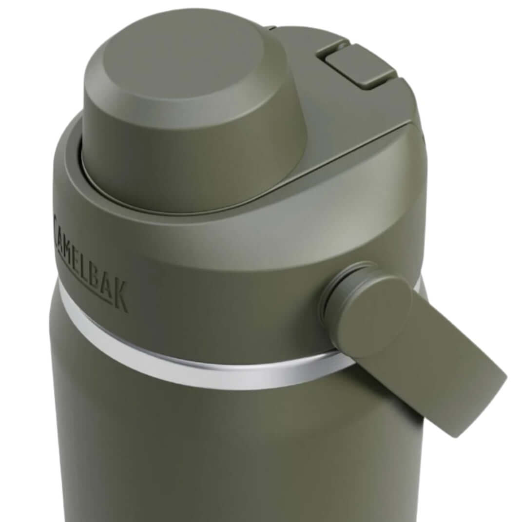 Camelbak Thrive Chug Insulated Bottle - 20oz / 600ml in olive green, top view showcasing lid design.