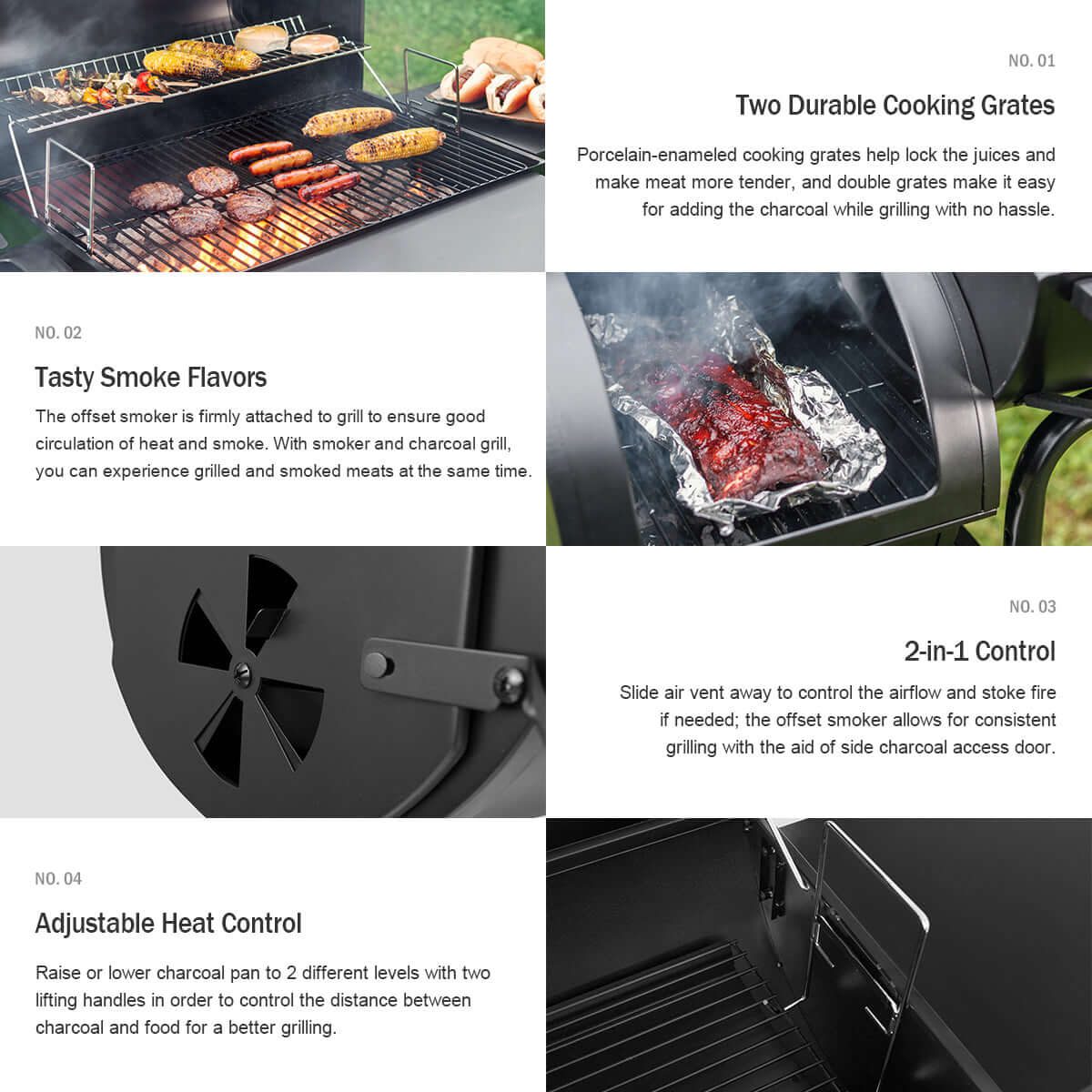Royal Gourmet 30 Inch Barrel Charcoal Grill Offset Smoker Outdoor BBQ