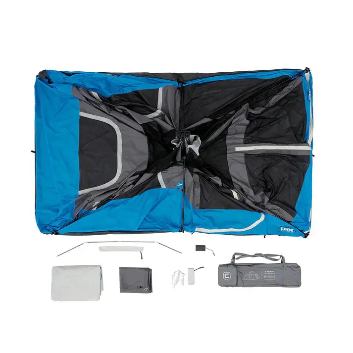 Core Equipment 9 person lighted instant cabin tent stakes and guylines included