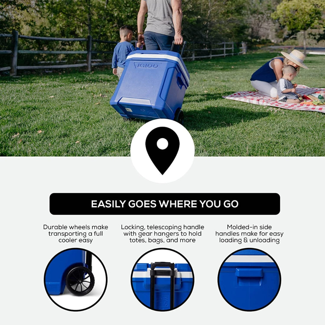 Igloo Profile II Roller Cooler Majestic Blue 60 Quart - Shop Hard-sided Coolers at Trekaline