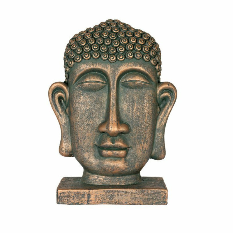 La Hacienda Male Buddha Head on Base Bronze Small - Shop Garden Decor at Trekaline