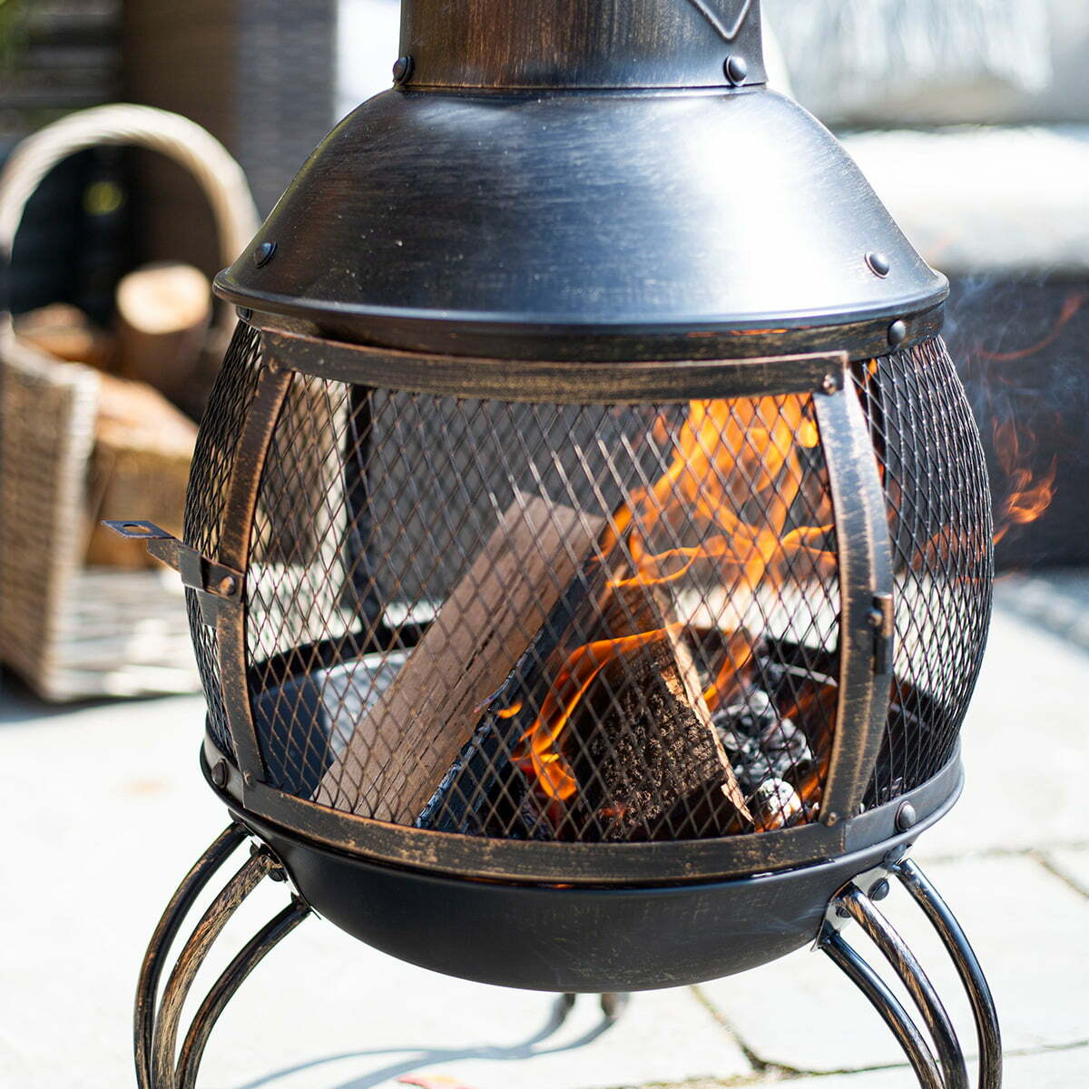 La Hacienda Leon Steel Mesh Chimenea Large - Shop Outdoor Heaters at Trekaline