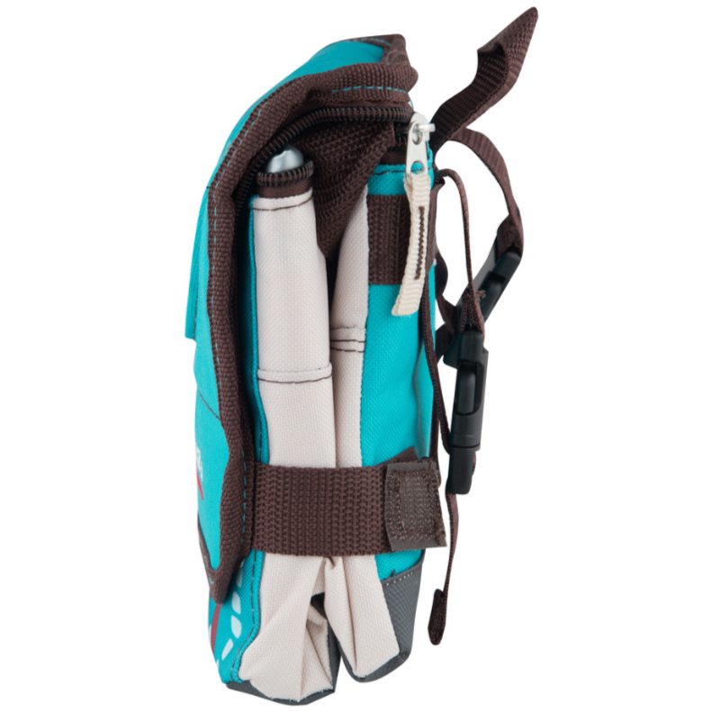 Side view of Campingaz Ethnic MiniMaxi 4L Soft Cooler Bag, compact and folded for easy portability.