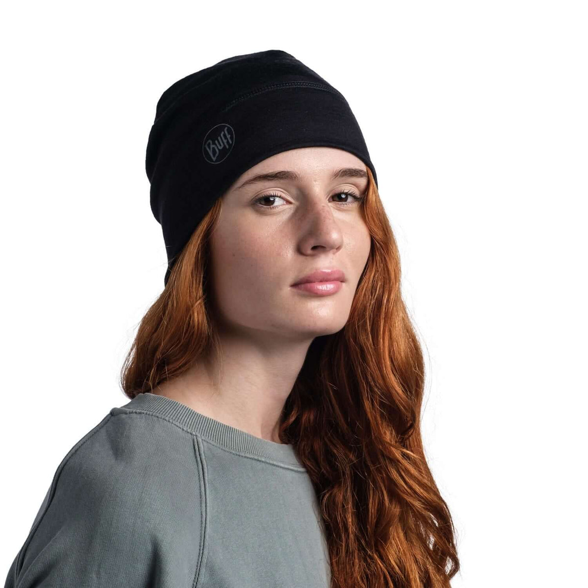 Buff Merino Lightweight Beanie Solid Black Thermal Cap