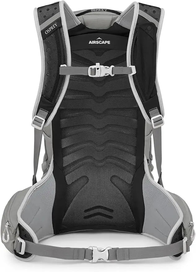 Rear view of Osprey Talon Earth 22 Men's Hiking Daypack showing ergonomic back panel design for comfort on trails.