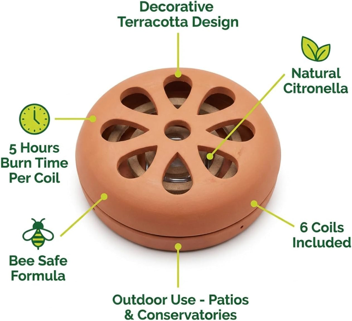 STV Citronella Terracotta Burner with 6 Pack Coils