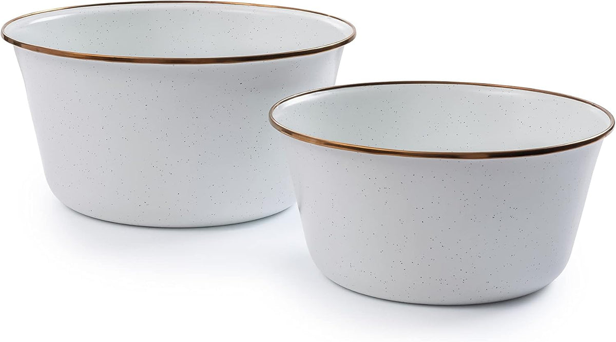 Barebones Enamel Eggshell Mixing Bowl Set of 2 - Shop Camping Bowls at Trekaline