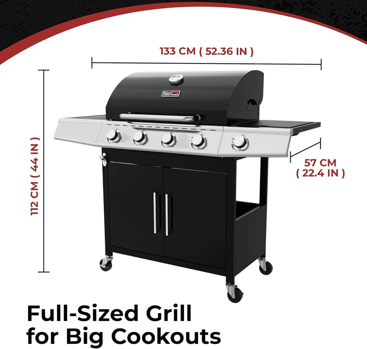 Royal Gourmet 4-Burner Gas Grill with Side Burner