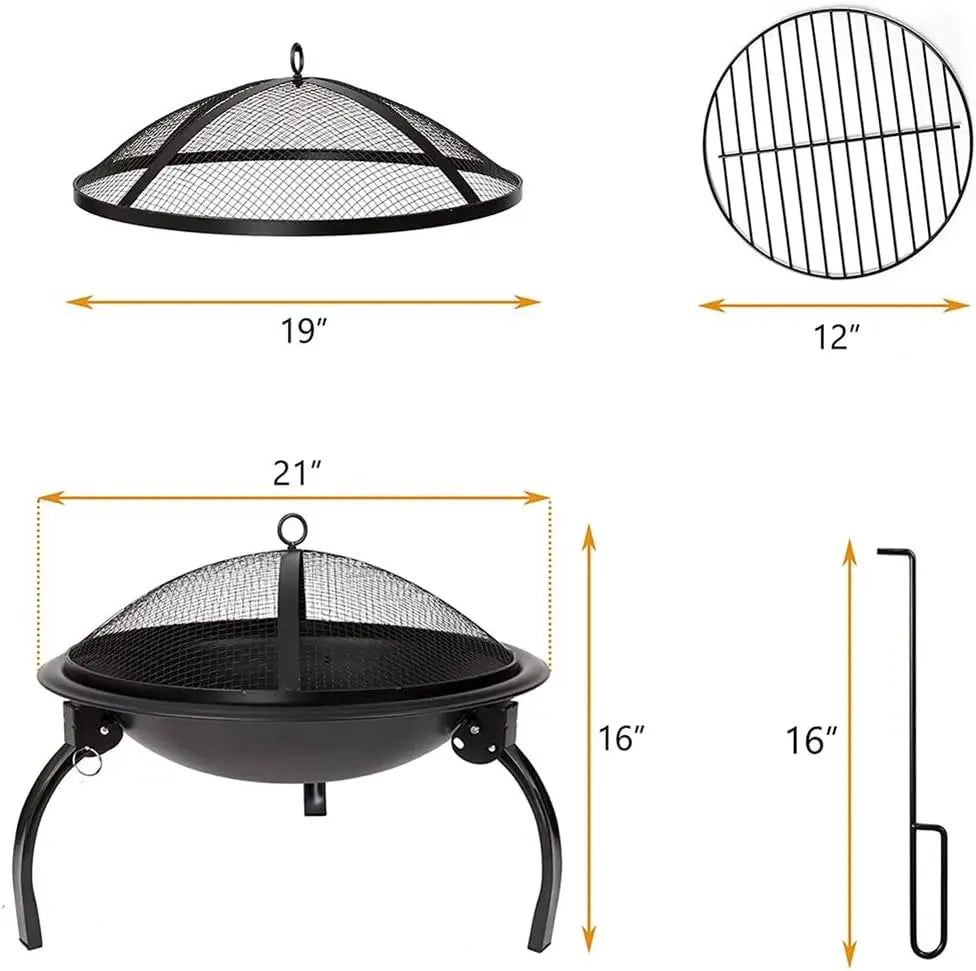Procamp Folding Round Outdoor Fire Pit - Shop Grill and Fire Pit Accessories at Trekaline