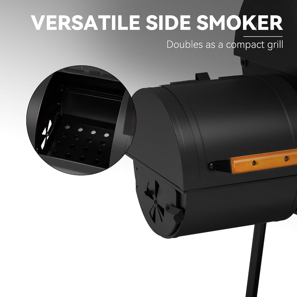 Royal Gourmet 30-Inch Barrel Charcoal Grill with Offset Smoker