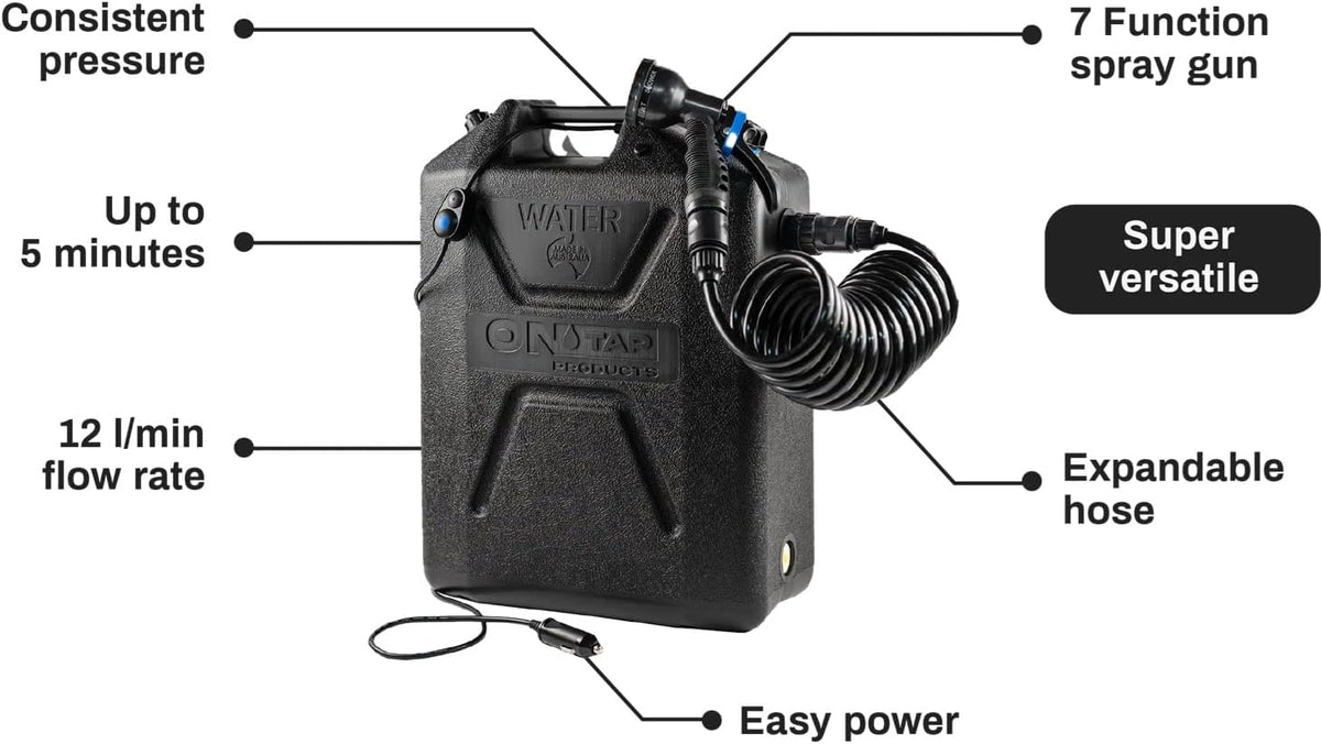 Ontap Portable Shower 22 L and 12 V with 7-Mode Spray
