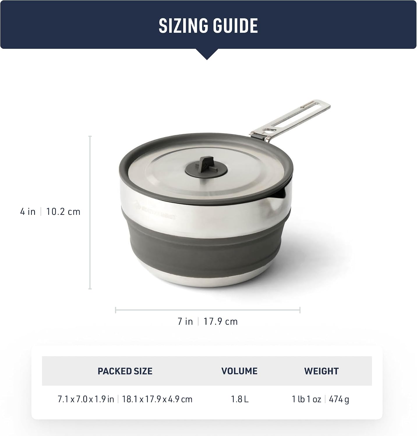 Sea to Summit Detour Stainless Steel Collapsible Pouring Pot 1.8L - Shop Cook Pots at Trekaline