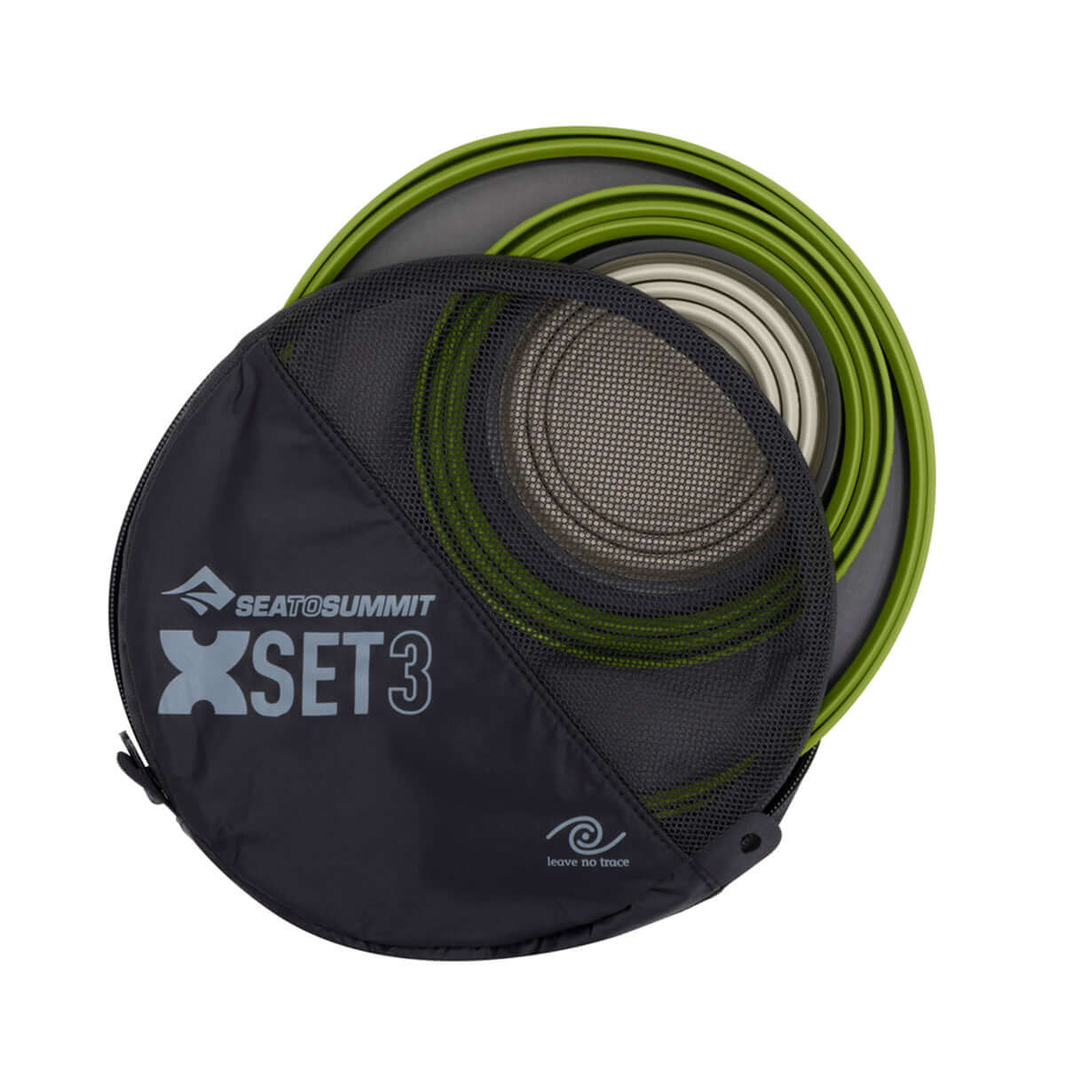 Sea to Summit X-Set 3-Piece Collapsible Camping Dinnerware in a compact, space-saving design for outdoor dining.