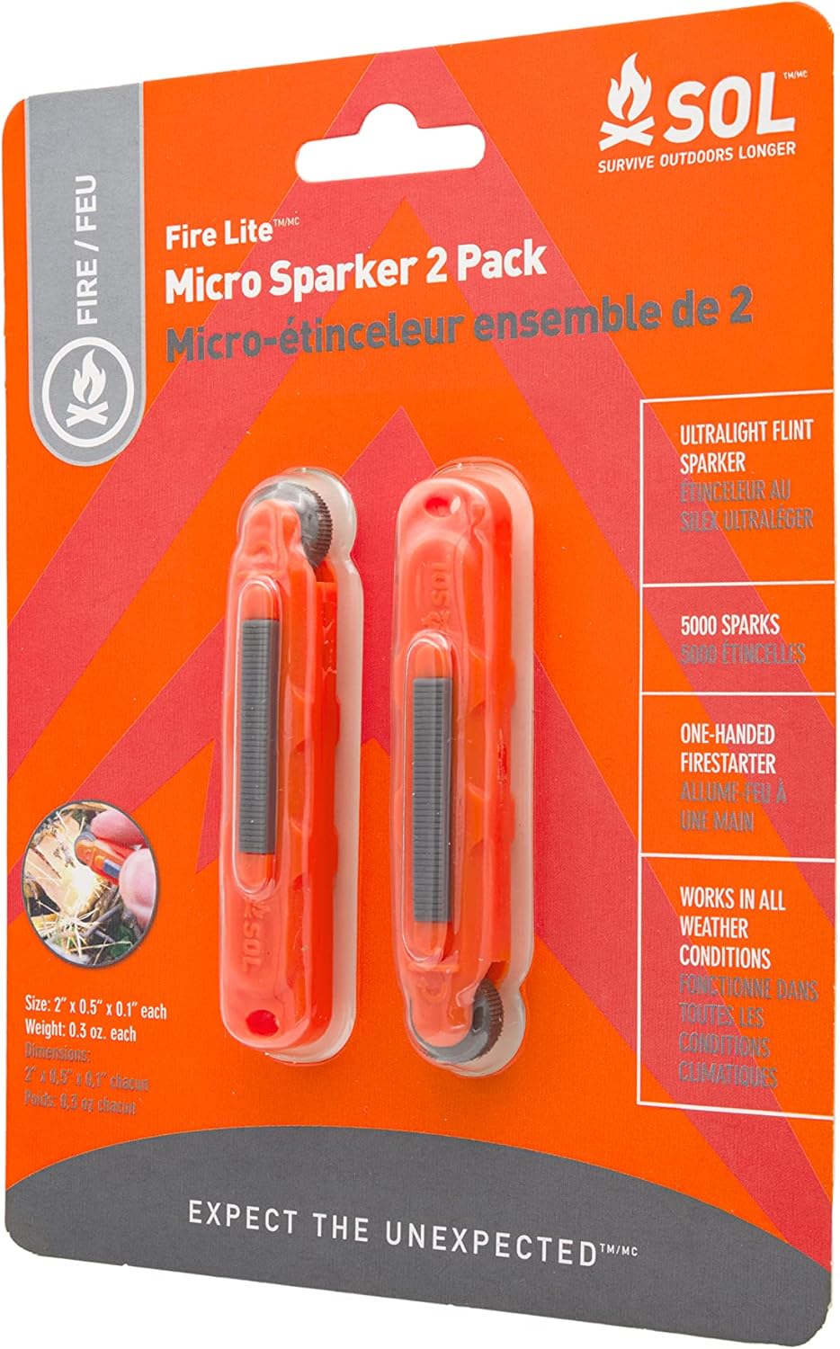 Survive Outdoors Longer Fire Lite Micro Sparker 2 Pack