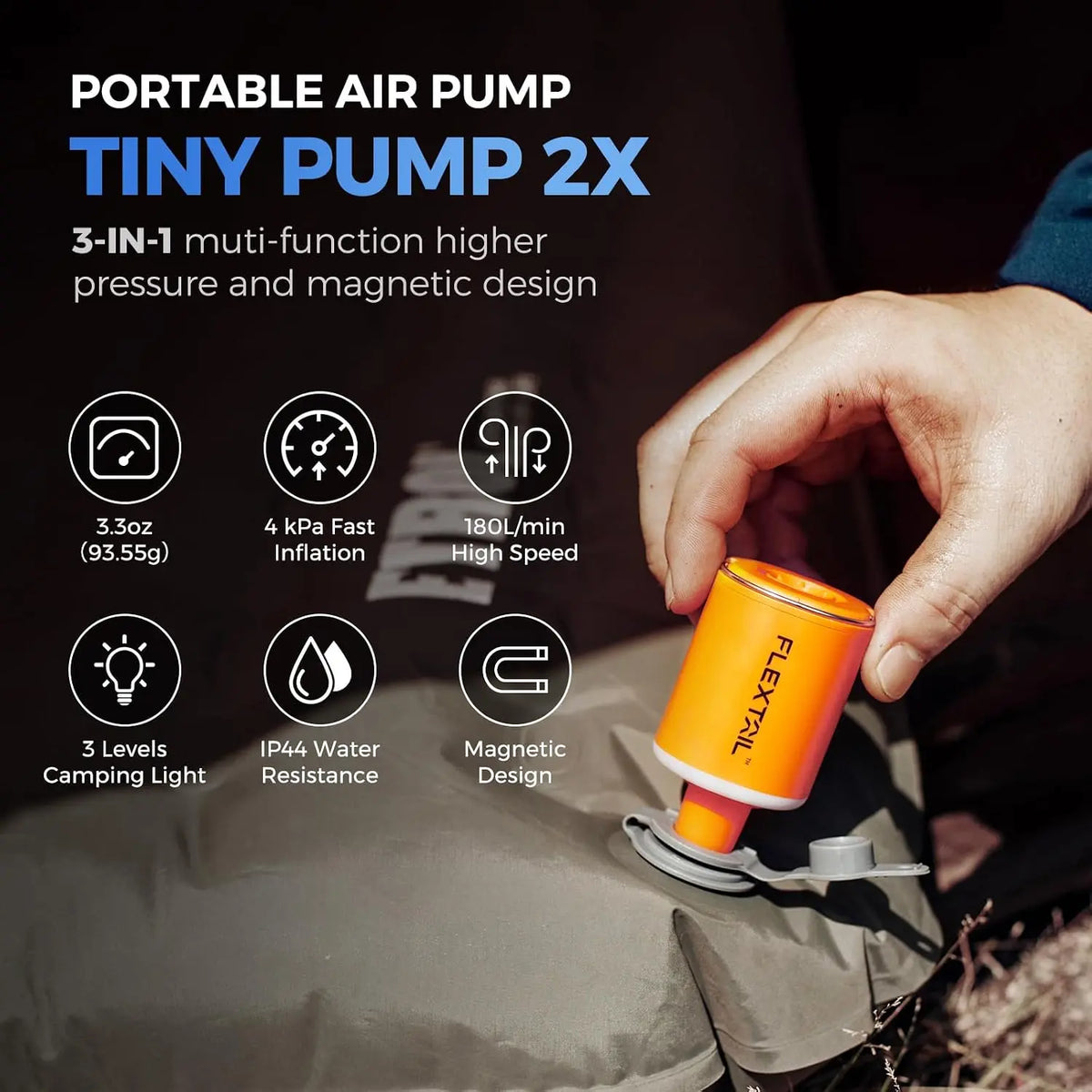 Flextail Tiny Pump 2X Mini Inflator Lantern - Shop Air Pumps at Trekaline