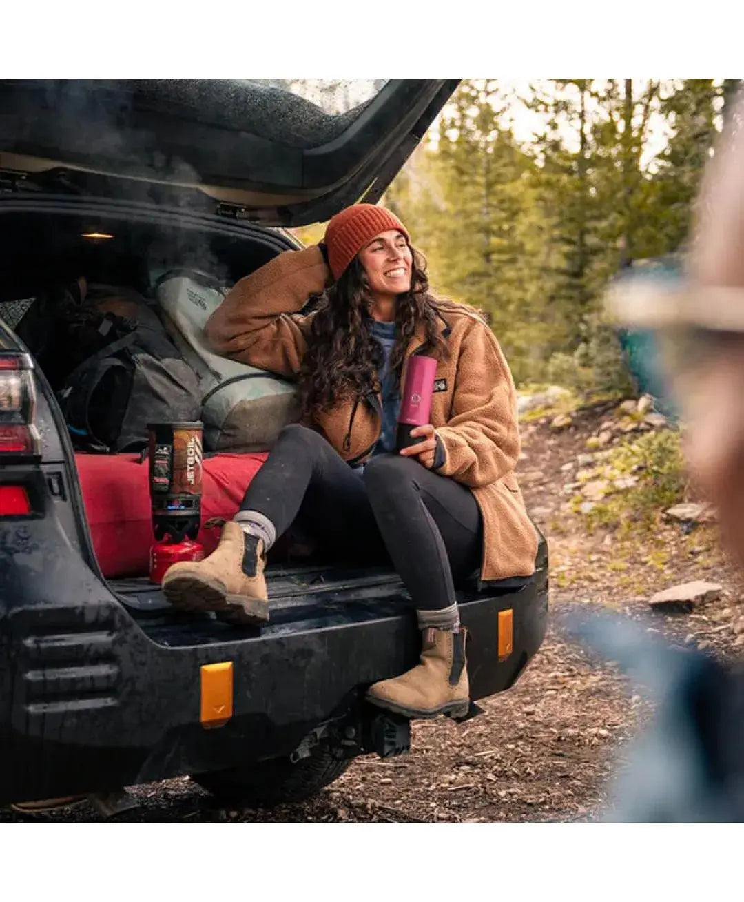 Outin Nano Portable Espresso Machine - Crimson Red used outdoors