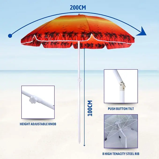 Procamp Portable Beach Umbrella 2m - Shop Umbrellas at Trekaline