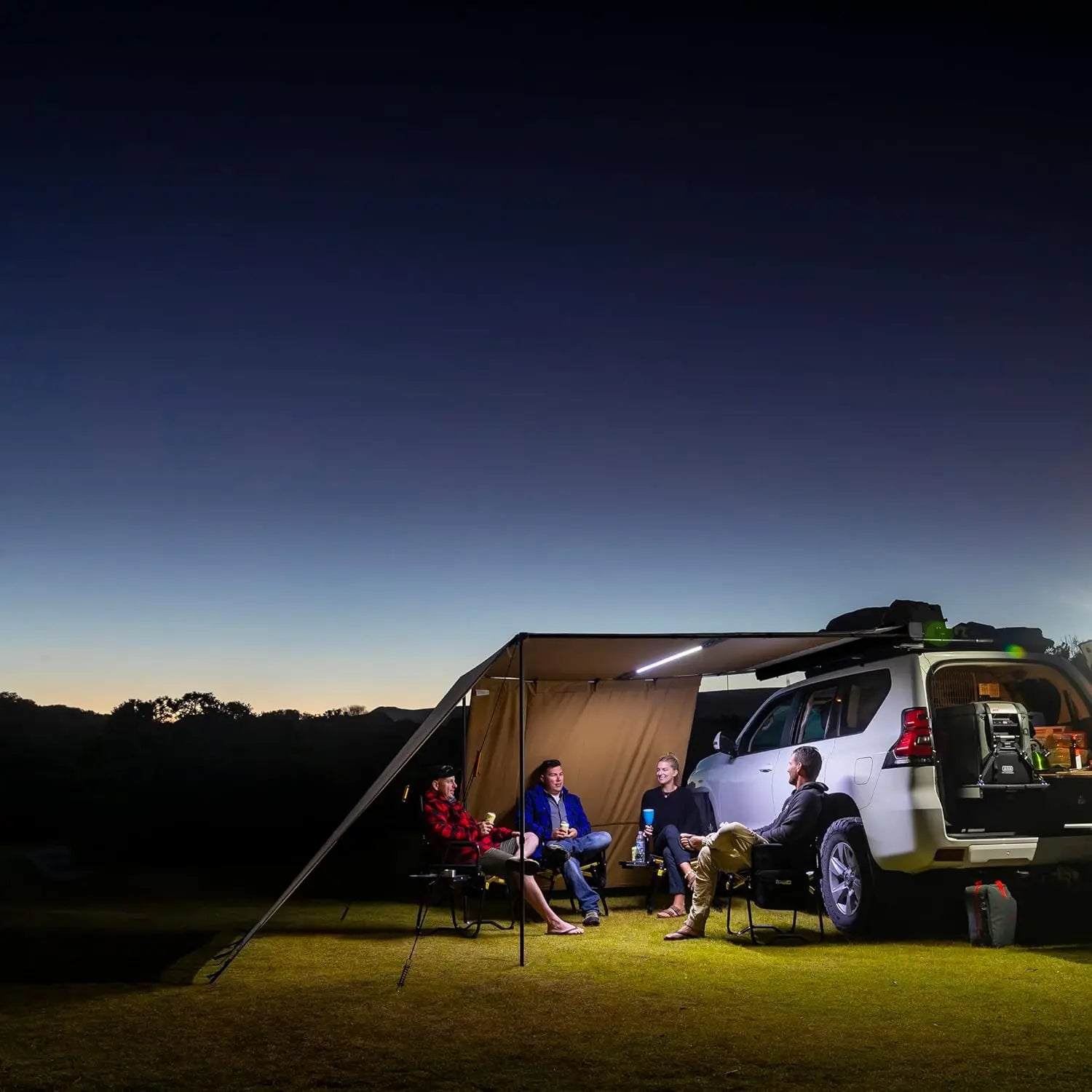 ARB Aluminium Awning with LED Light Kit - 2m x 2.5m Black - Shop Awnings at Trekaline