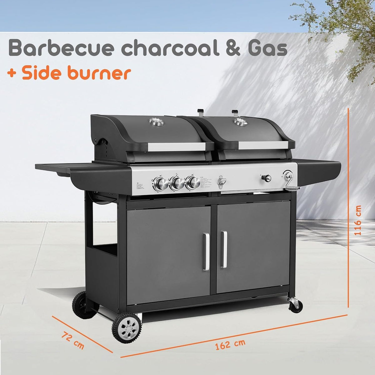 Royal Gourmet Gas and Charcoal Grill with Side Burner