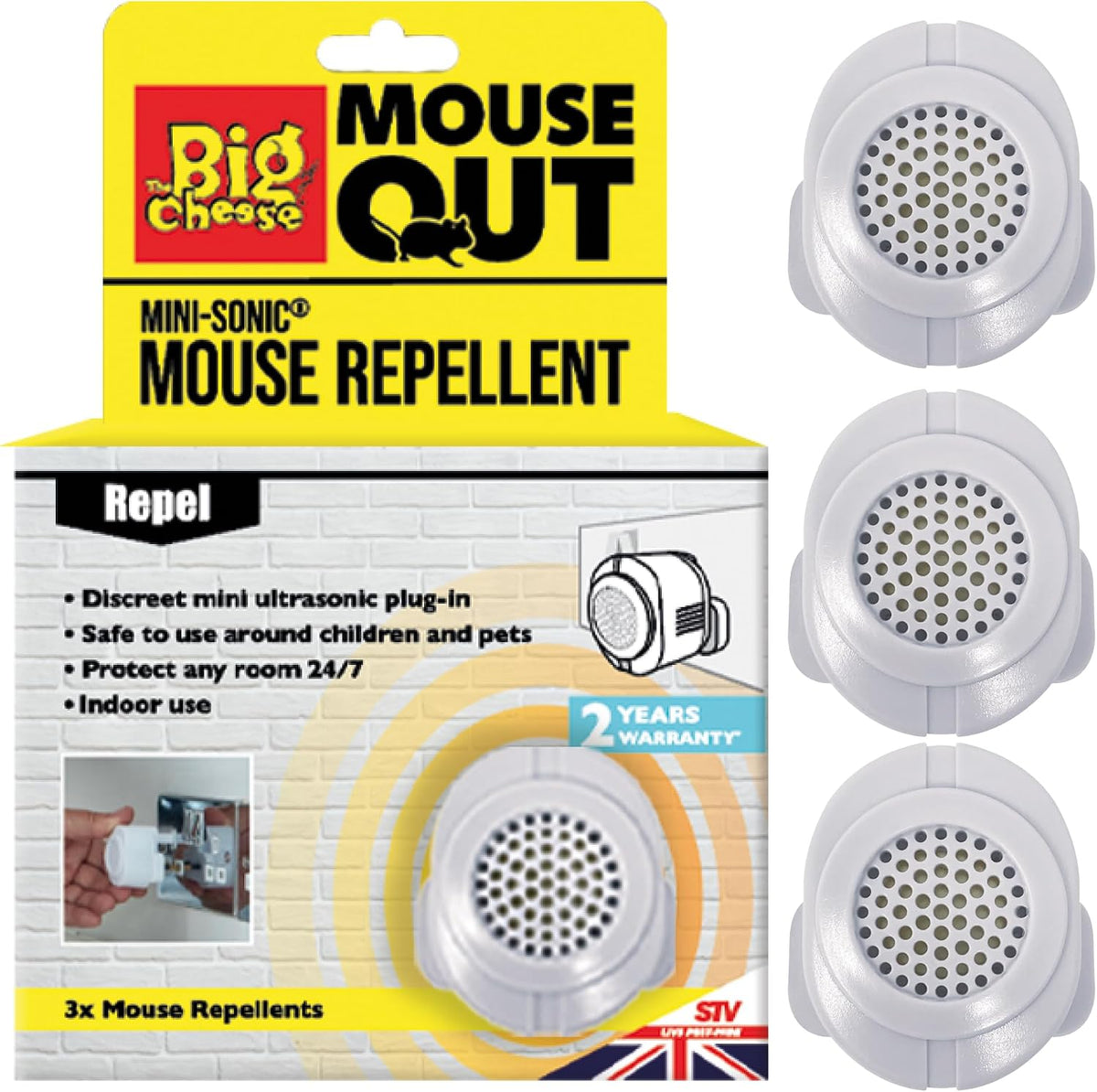 STV Big Cheese Mini-Sonic Mouse Repellent 3-Pack