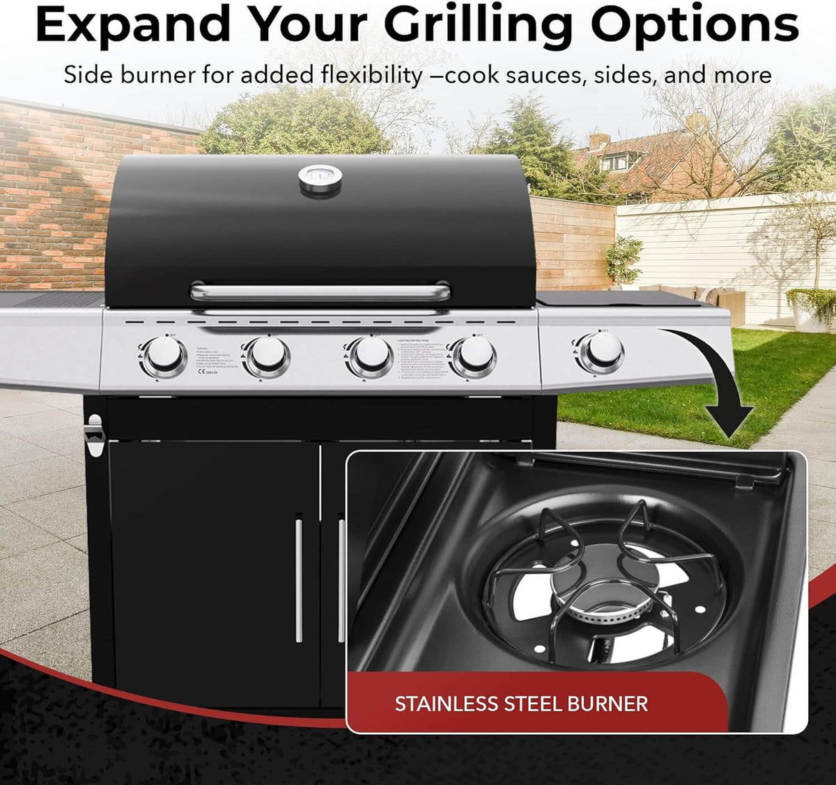 Royal Gourmet 4-Burner Gas Grill with Side Burner