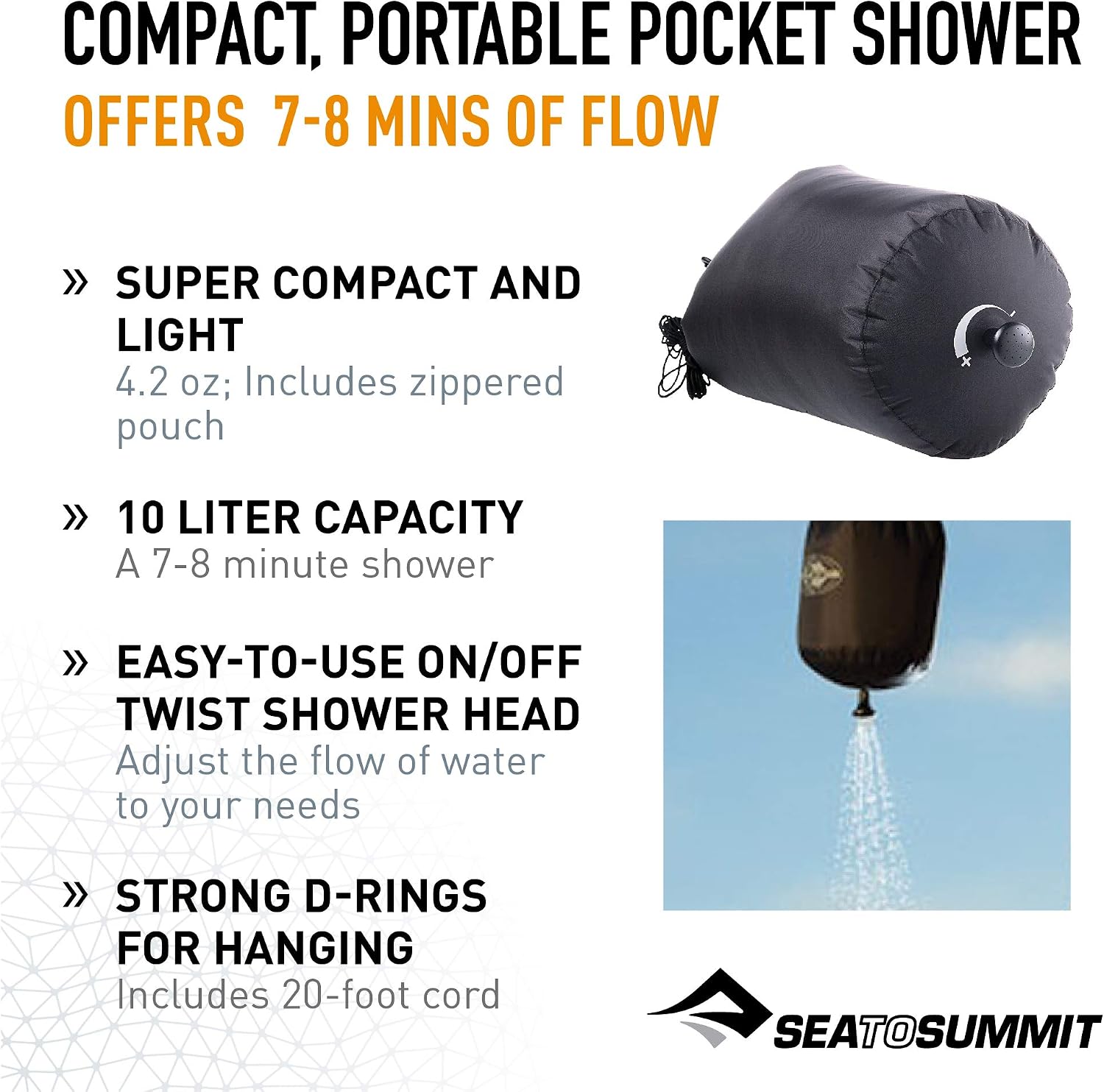 Sea to Summit Pocket Shower 10L - Shop Camp Showers at Trekaline
