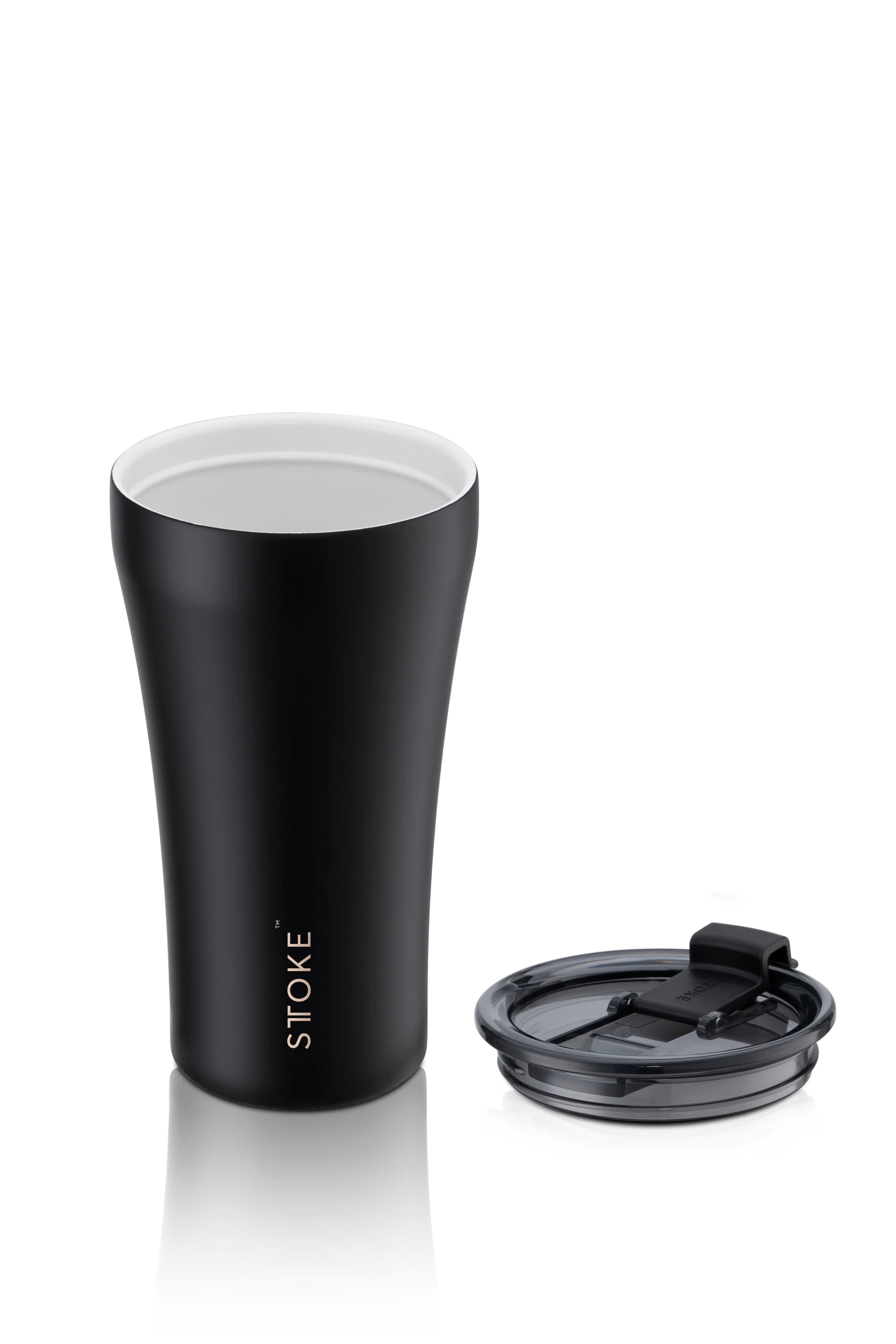 Sttoke Classic Series ceramic leak-proof cup 12 oz with lid, ideal for coffee lovers seeking flavor and style.