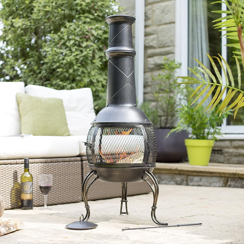 La Hacienda Leon Steel Mesh Chimenea Large