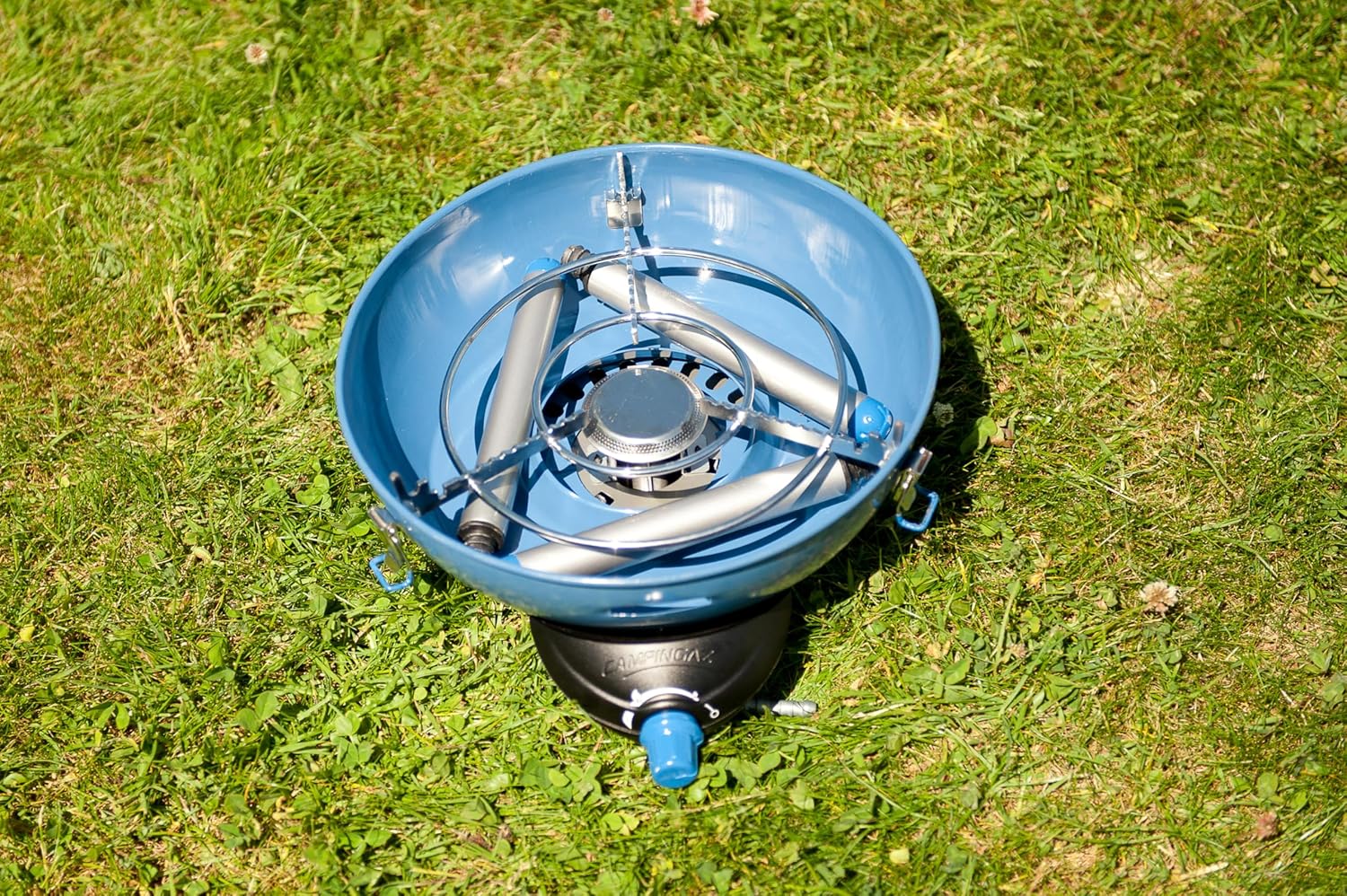 Campingaz Party Grill 400 on grass for outdoor cooking