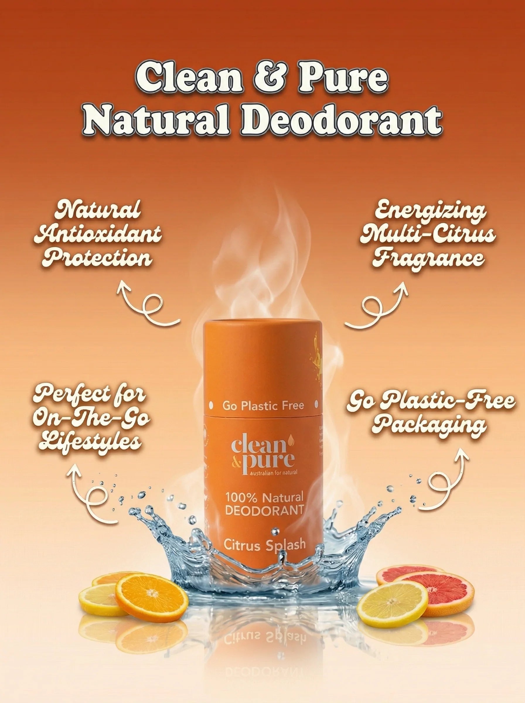 Clean & Pure Citrus Splash Natural Deodorant 60g - Shop Deodorant at Trekaline