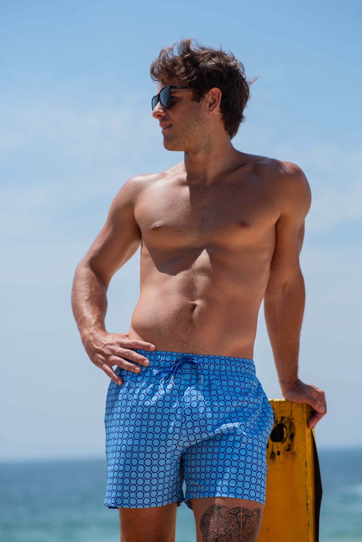 Bardoo Men's Classic Swim Shorts - Octagonal Blue