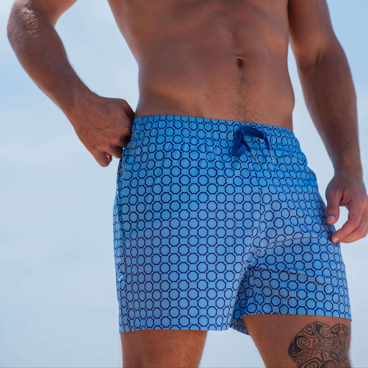 Bardoo Men's Classic Swim Shorts - Octagonal Blue - Shop Water Shorts at Trekaline