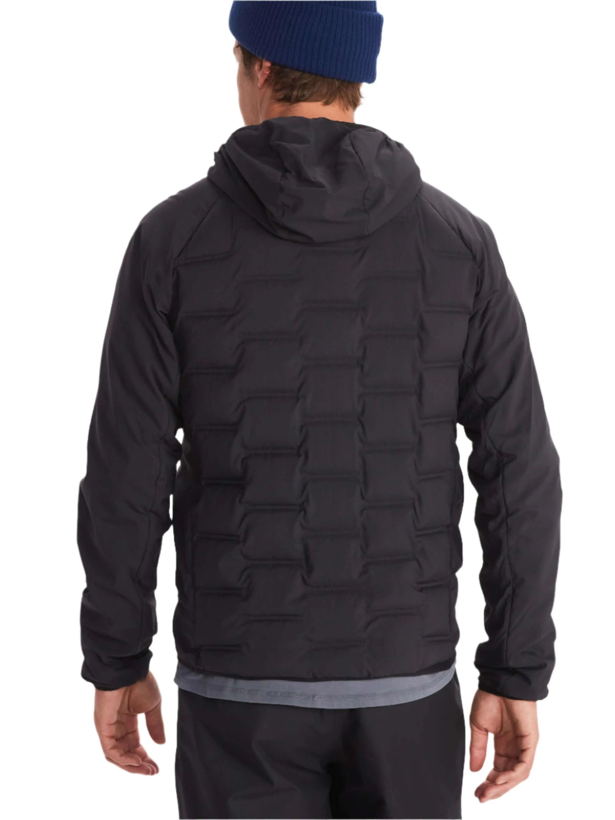 Back view of Marmot Warmcube Men's Winter Jacket showcasing insulation design, ideal for cold-weather adventures.