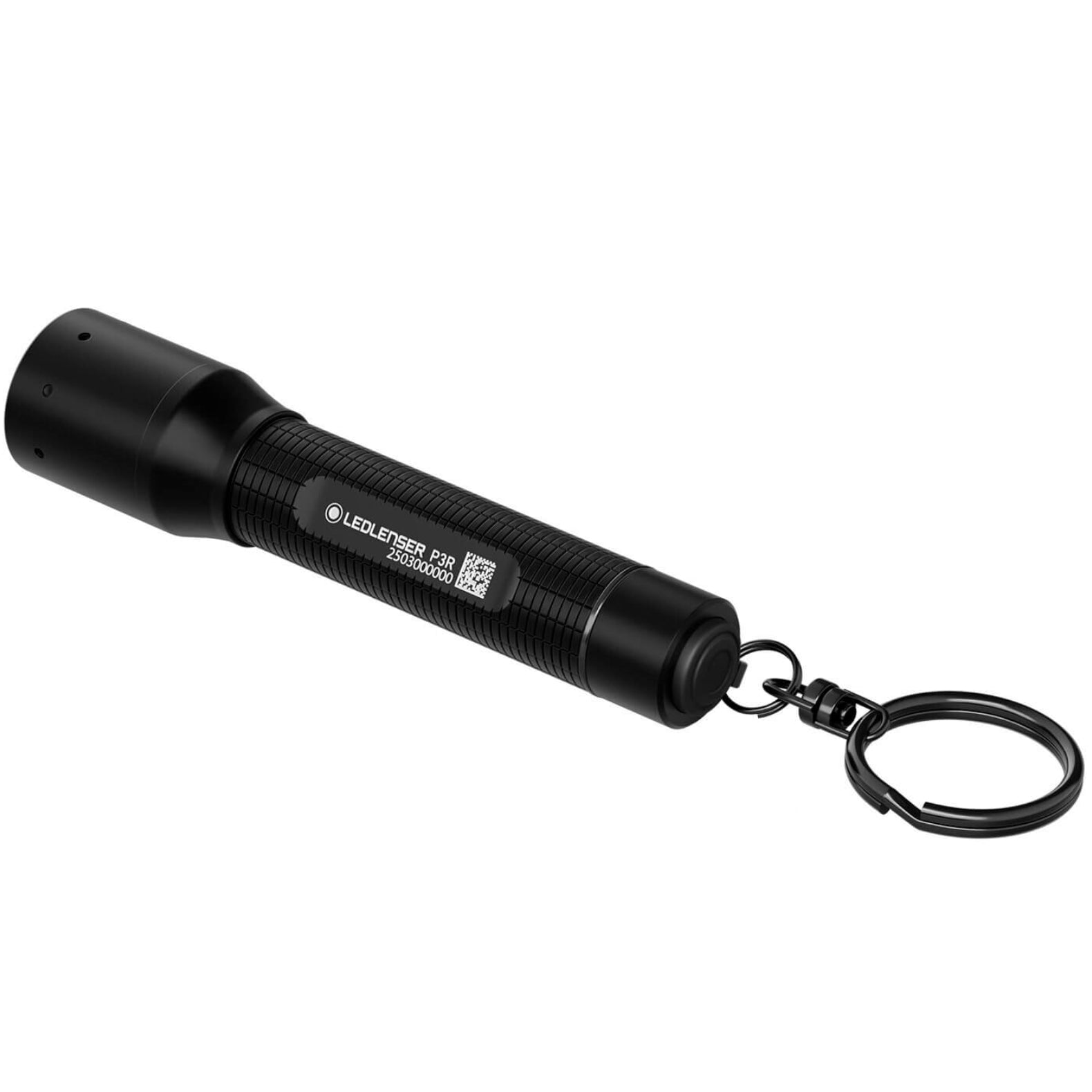 P3R key flashlight with keychain, compact design, featuring advanced focus system and rechargeable battery.