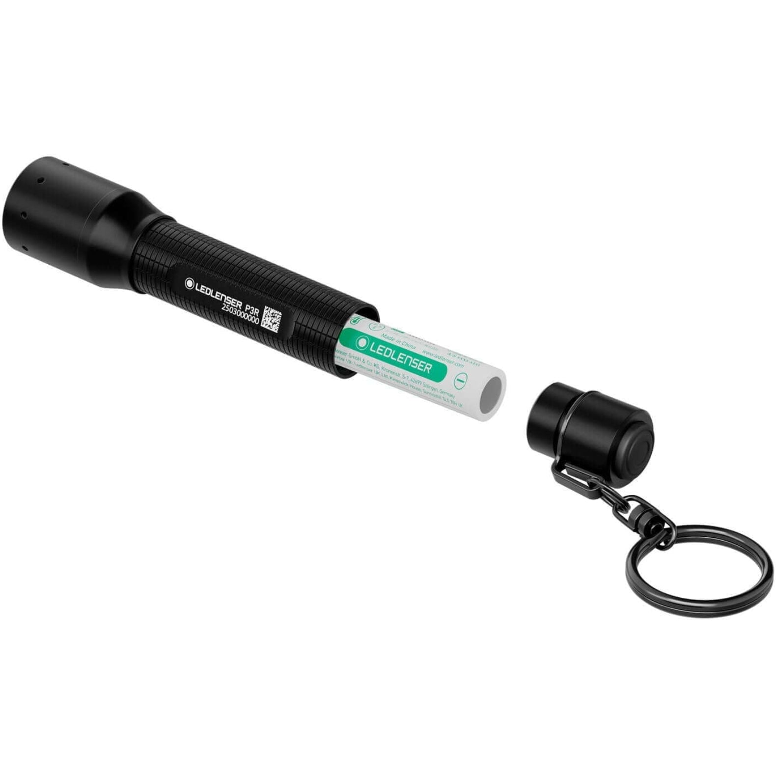 P3R key flashlight with rechargeable battery and keychain, compact and durable for everyday carry.