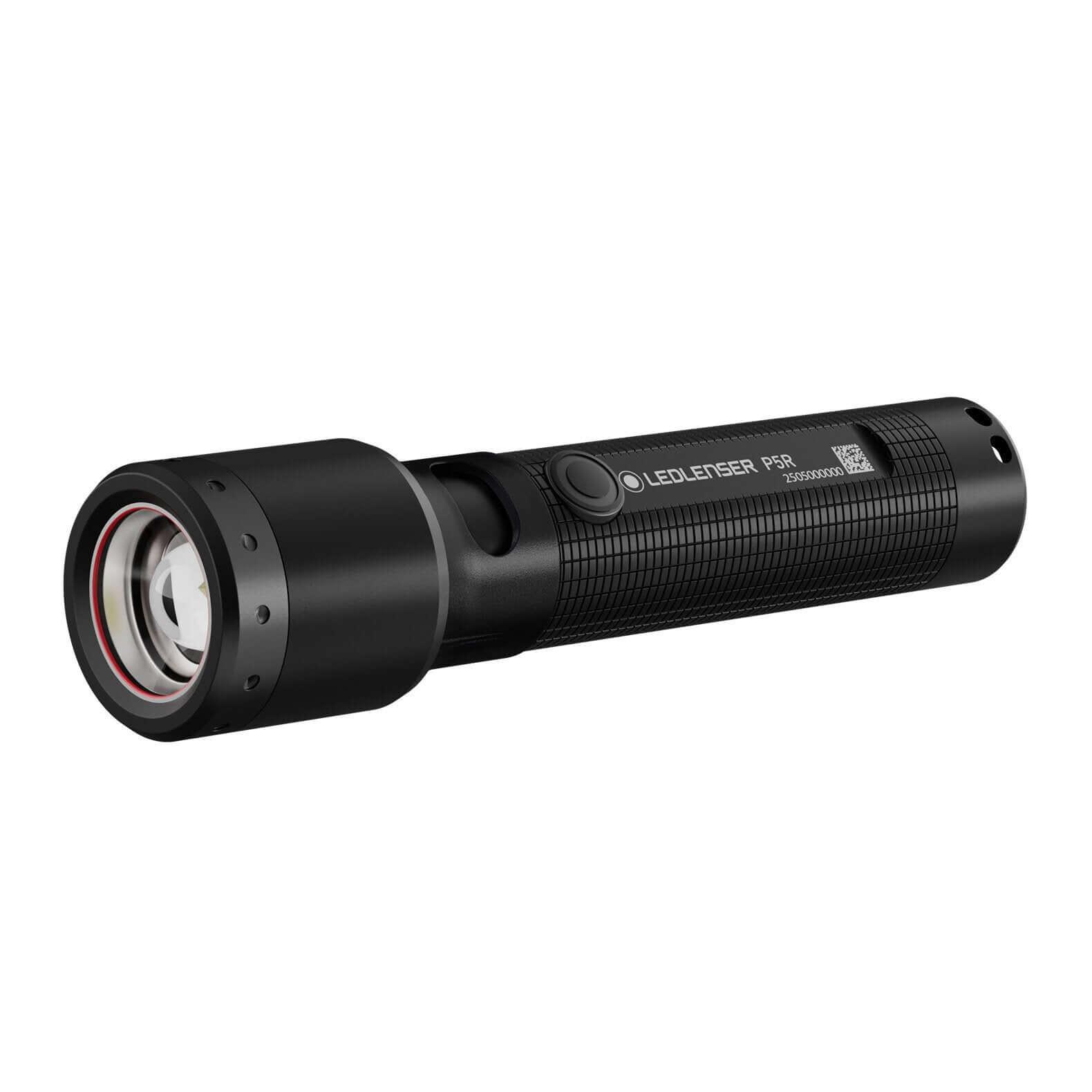 LED Lenser P5R flashlight, compact and rechargeable, delivering up to 420 lumens with advanced focus features.