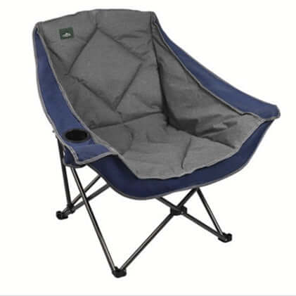 Procamp Magnum Chair in blue with padded seat and armrest cup holder, folded steel frame for camping or outdoor use.