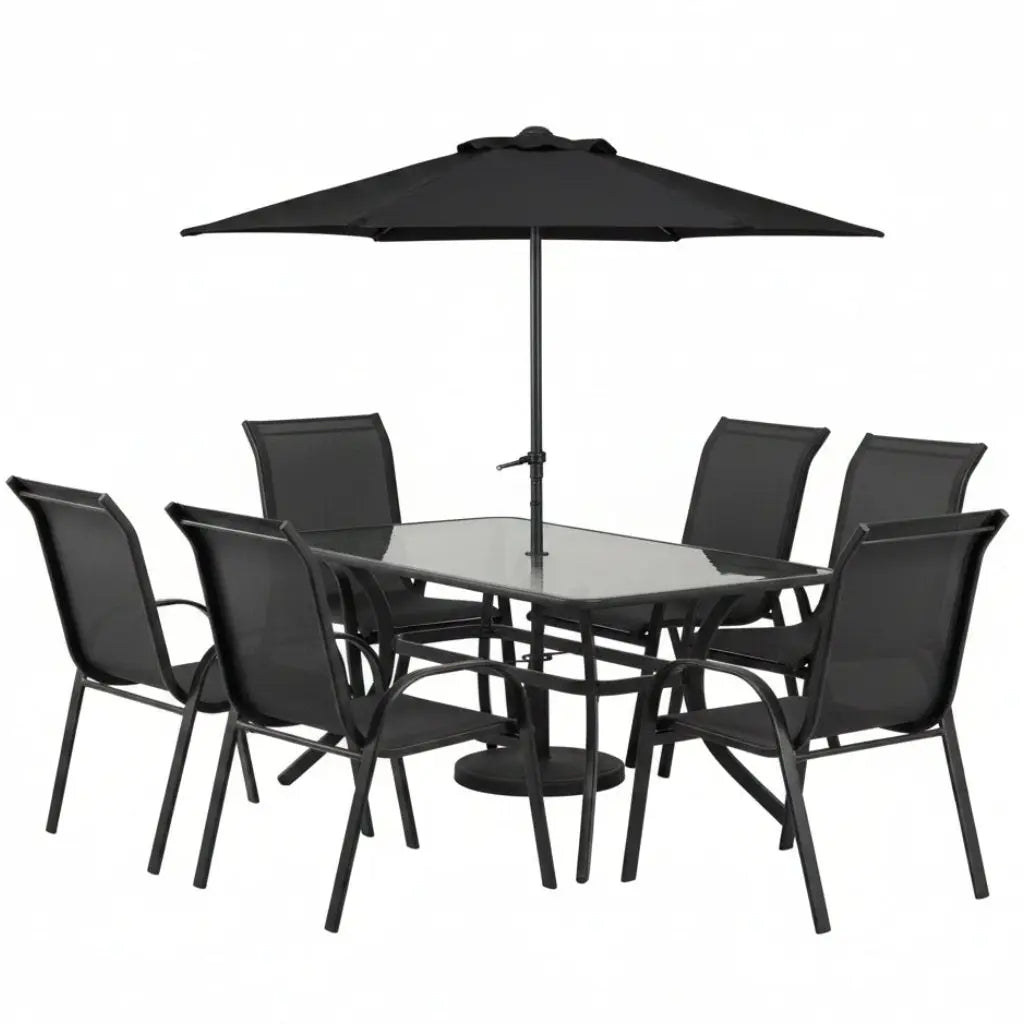 Procamp Steel Rectangular 8 Piece Patio Set - Shop Camping Table Sets at Trekaline