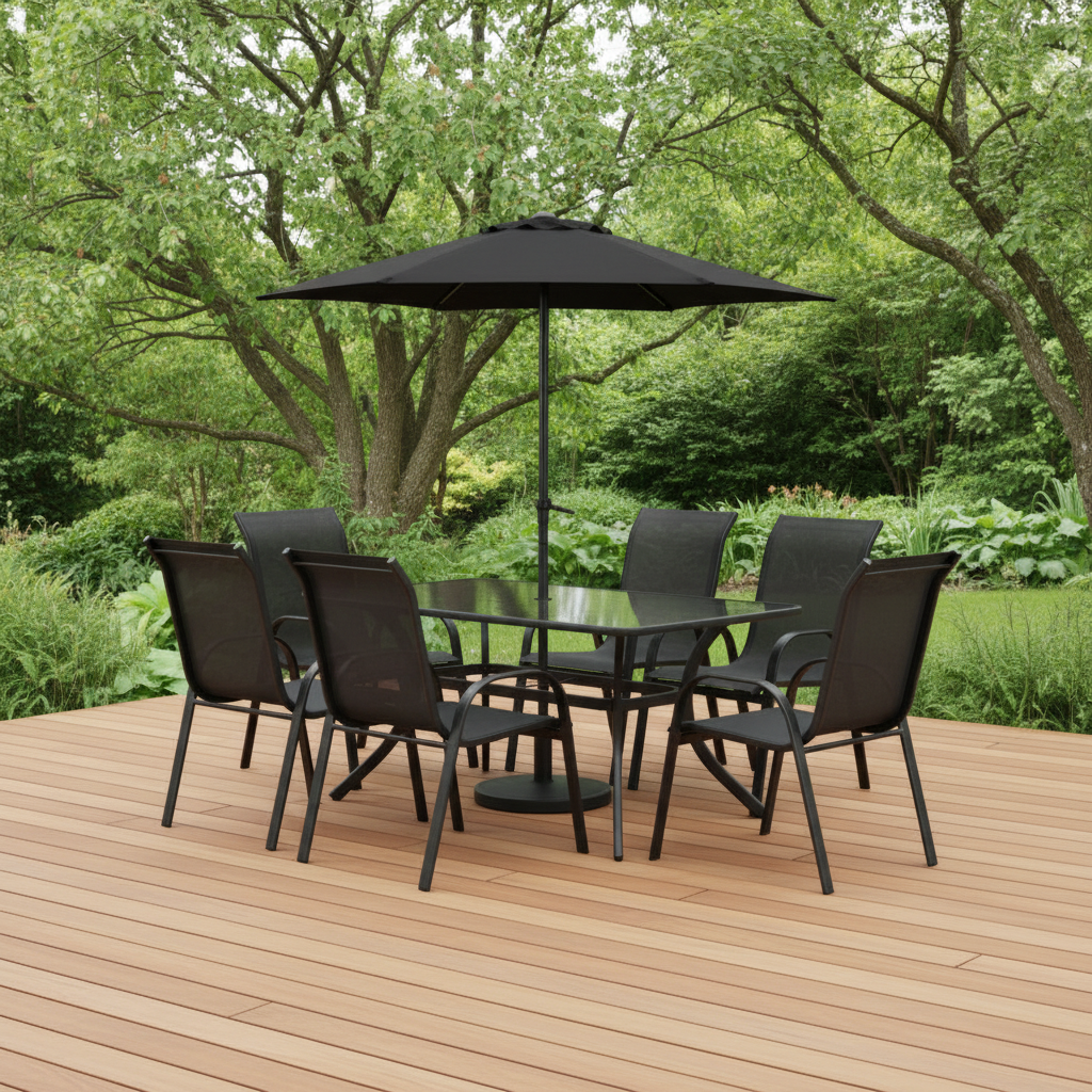 Procamp Steel Rectangular 8 Piece Patio Set - Shop Camping Table Sets at Trekaline