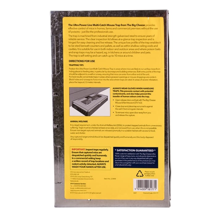STV Big Cheese Ultra Power Live Multi-Catch Mouse Trap - Shop Pest Control Traps at Trekaline