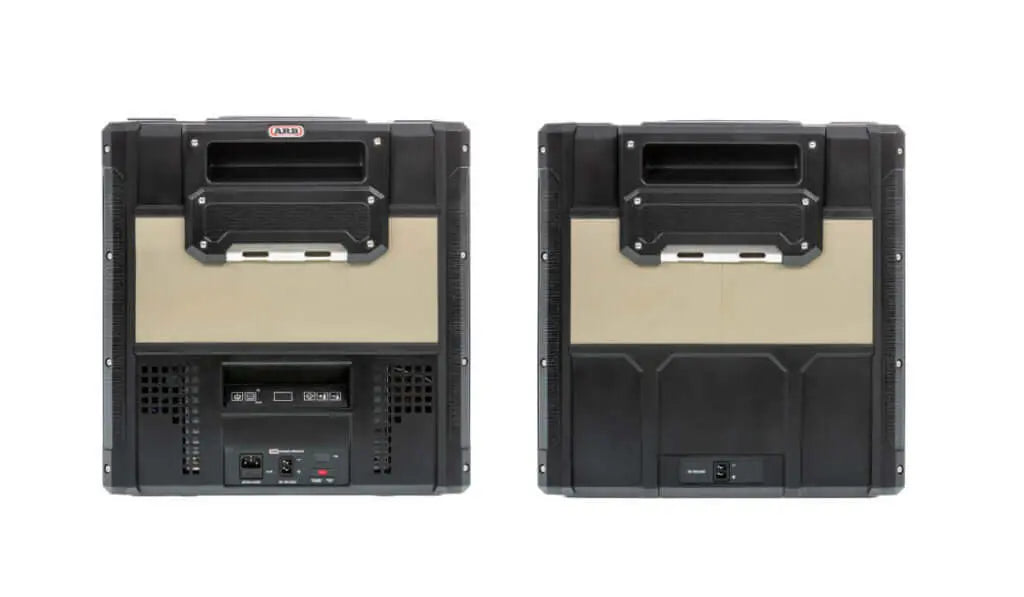 Back view of ARB Zero Portable Fridge Freezer Single Zone - 60L showcasing dual compartments.