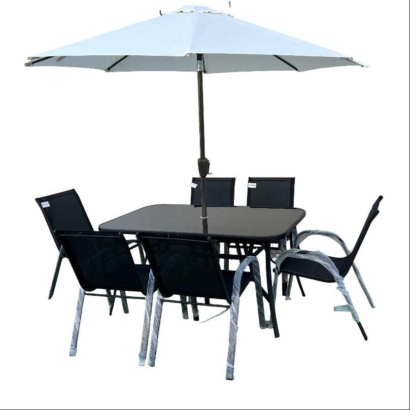 Procamp Steel Rectangular 8 Piece Patio Set - Shop Camping Table Sets at Trekaline
